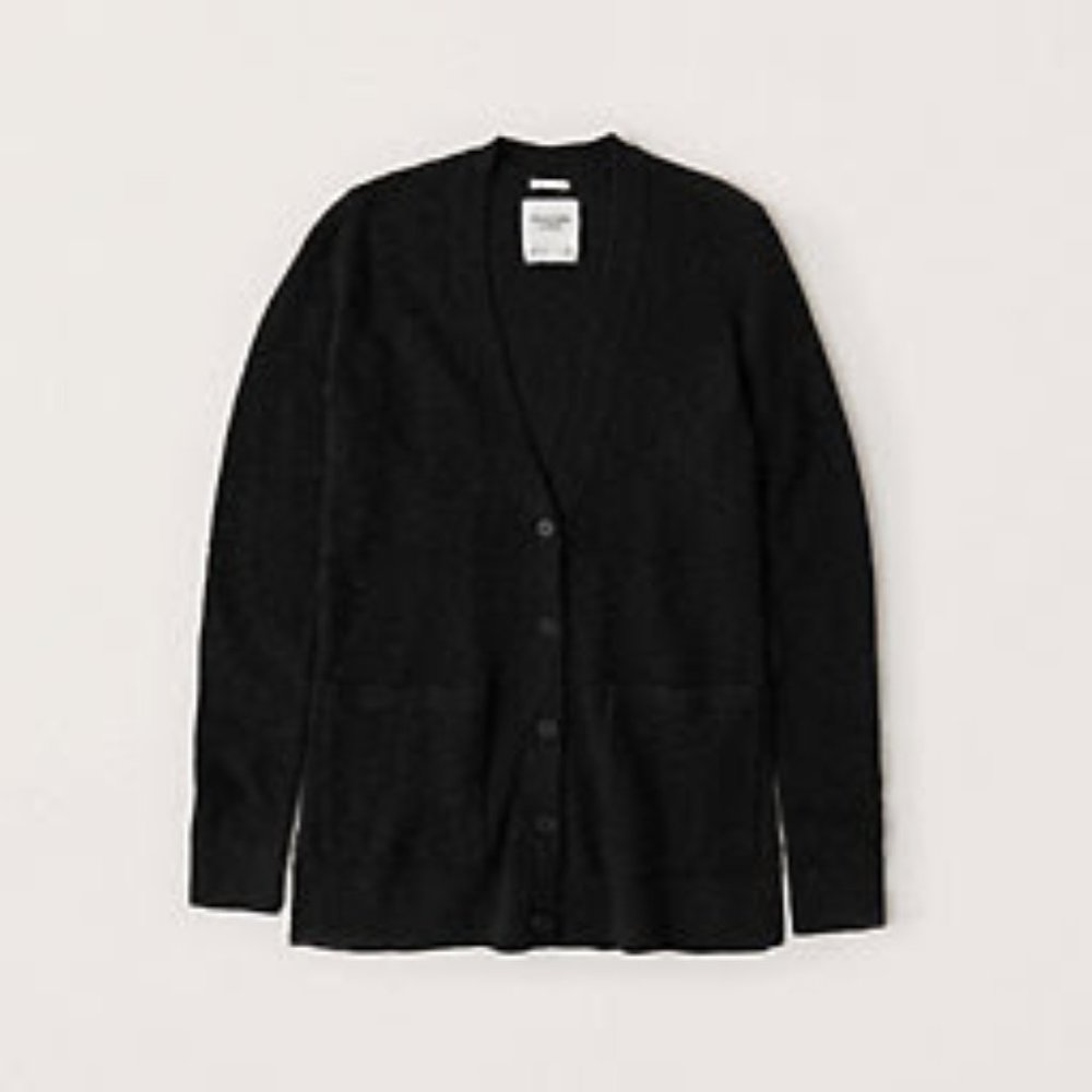 A&F V-Neck Cotton Cardigan in Dark Navy (XS)